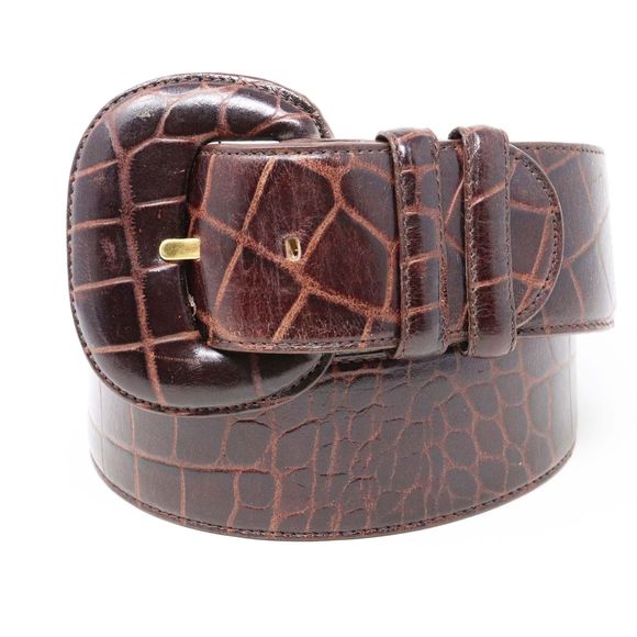Valerie Stevens Brown Croc Embossed Belt - Picture 8 of 8